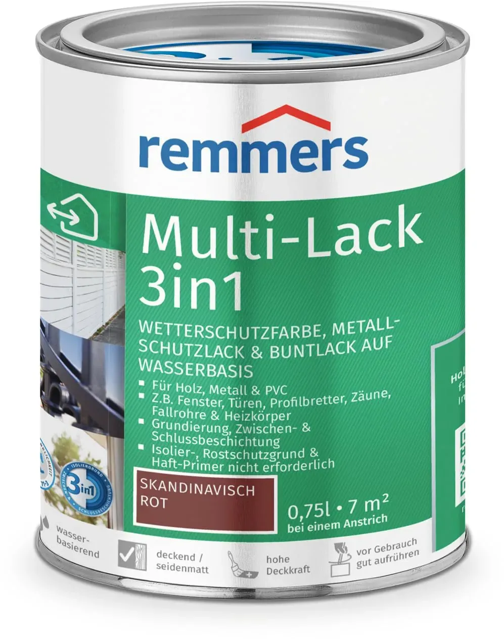Multi-Lack 3in1 skandinavisch rot 0,75 l