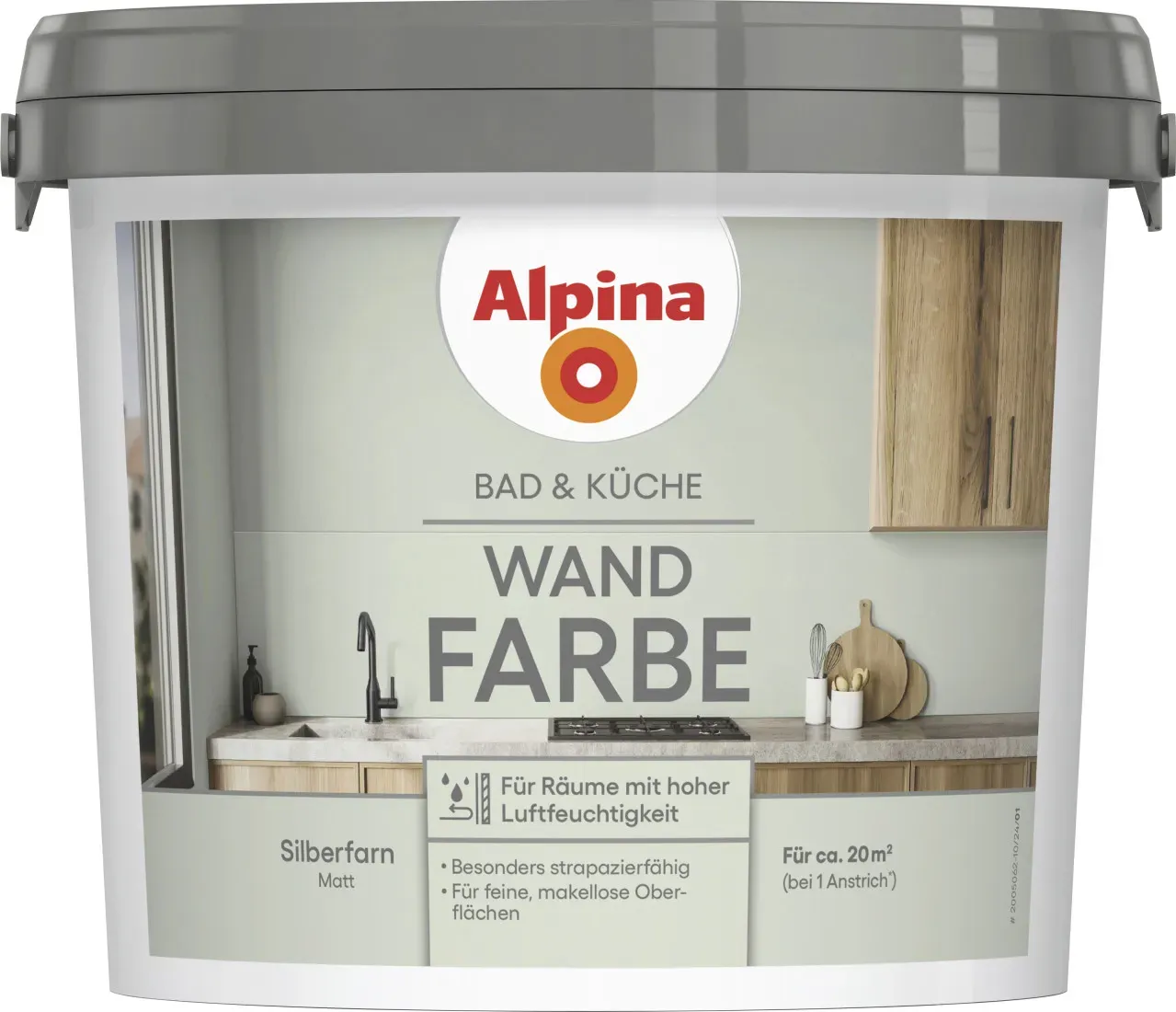 Bad- und Küchenfarbe Silberfarn grün matt 2,5 l