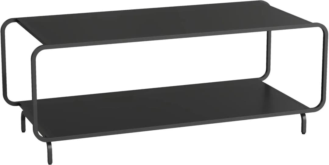 Couchtisch Færder Wohnzimmertisch 115 x 50 x 45 cm mit 1 Ablage rechteckig Stahl Schwarz