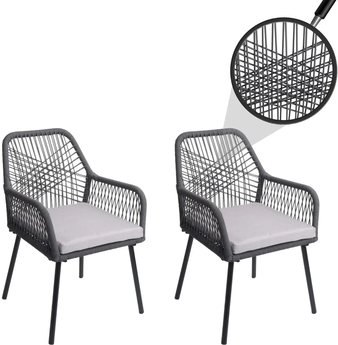 Gartenstuhl MCW-O12 Aluminium grau 2er Set