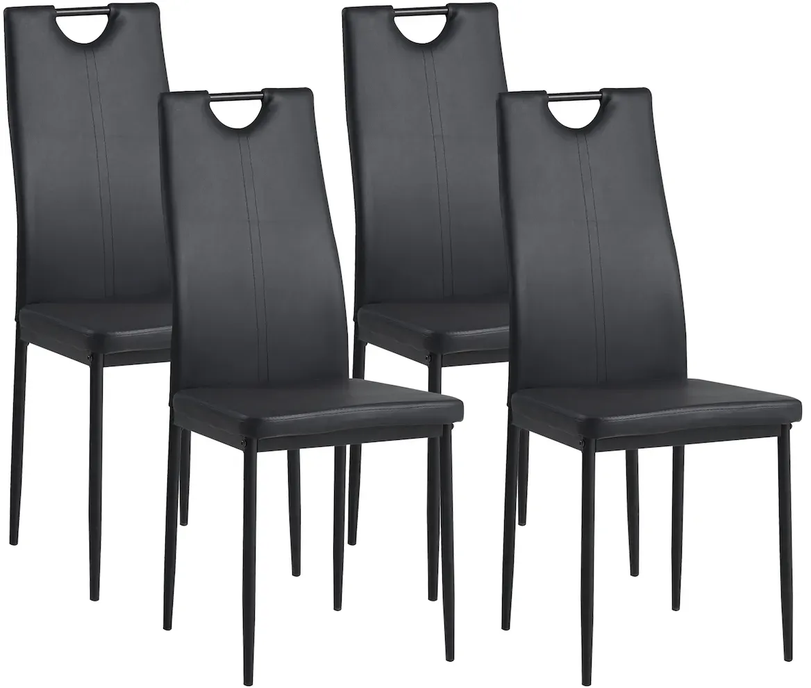 Esszimmerstuhl SALERNO Kunstleder Schwarz 4er Set
