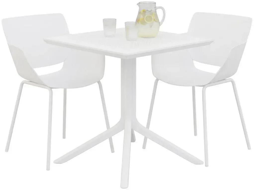 Gartenmöbel-Set wetterfest mit 2 Stühlen und quadratischem Tisch, 3-teilige Sitzgruppe für Garten, Terrasse und Balkon