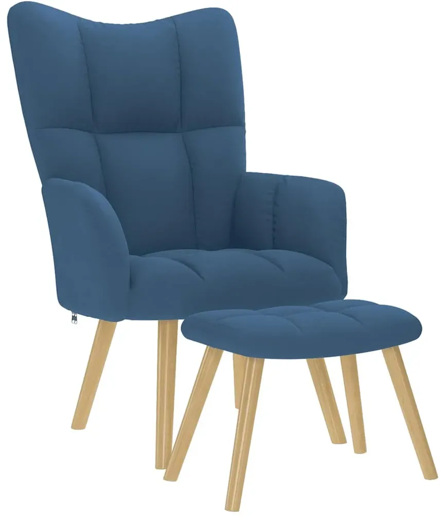 Relaxsessel mit Hocker Polyester 69 x 95,5 x 69 cm Blau