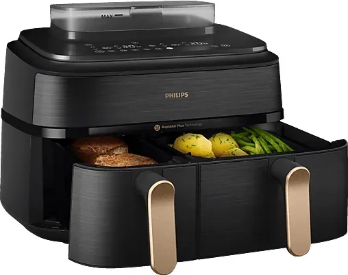 5000 Series Steam Airfryer Dual Basket NA552/00 Dunkelgrau/Kupfer
