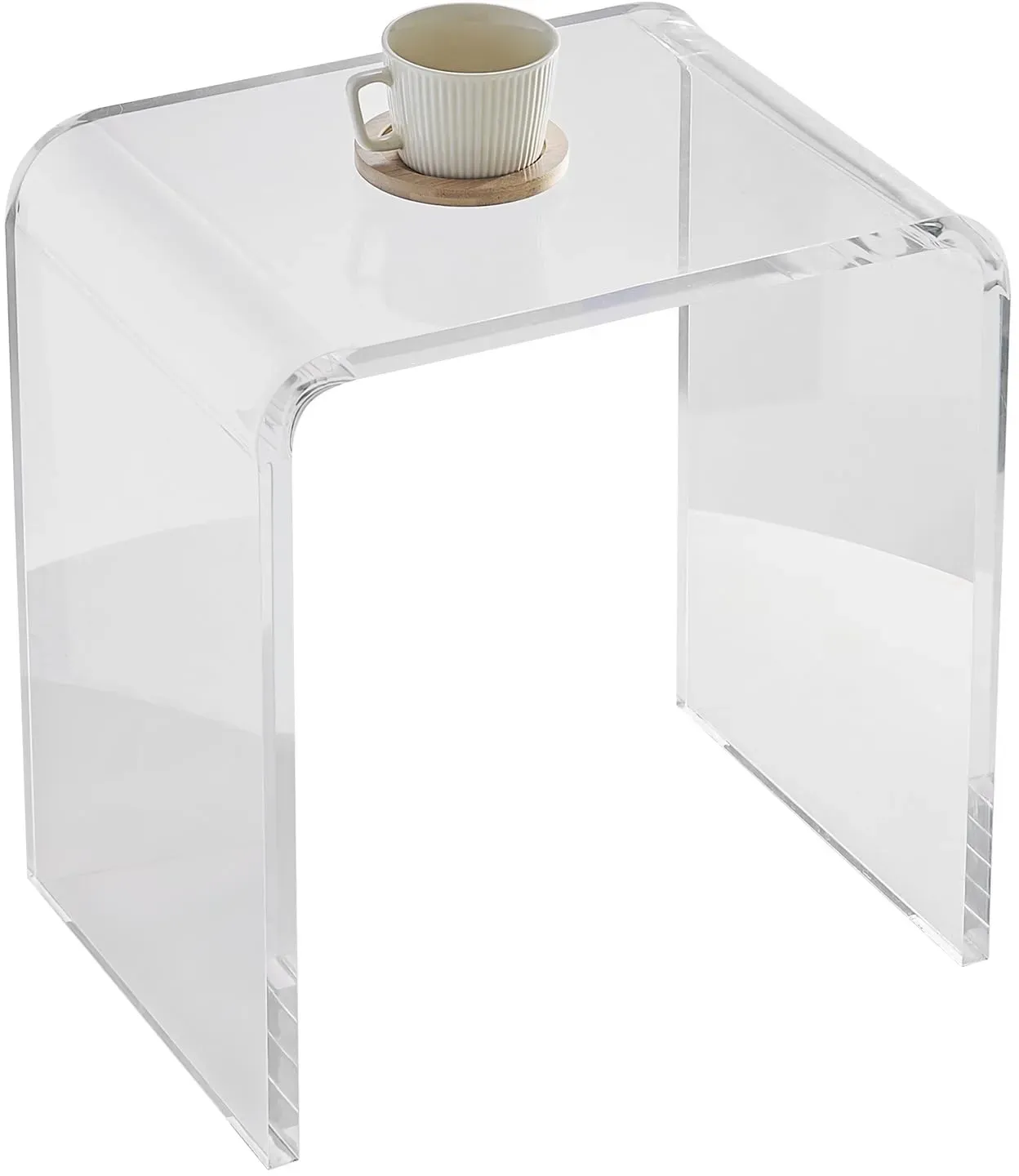 Acryl-Beistelltisch 415 x 305 x 460 mm, U-förmiger Acryltisch Beistelltisch, Transparenter Couchtisch für Getränke, Essen, Snacks, Verwendet im Wohnzimmer, Schlafzimmer, Arbeitszimmer usw.
