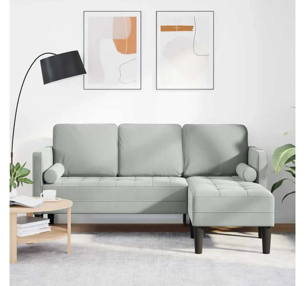Sofa 3-Sitzer Samt Hellgrau