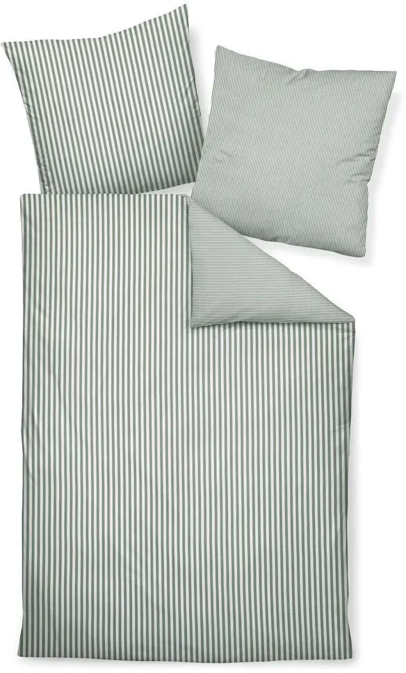 Chinchilla S Gestreift Flanell Grün 135 x 200 cm + 80 x 80 cm