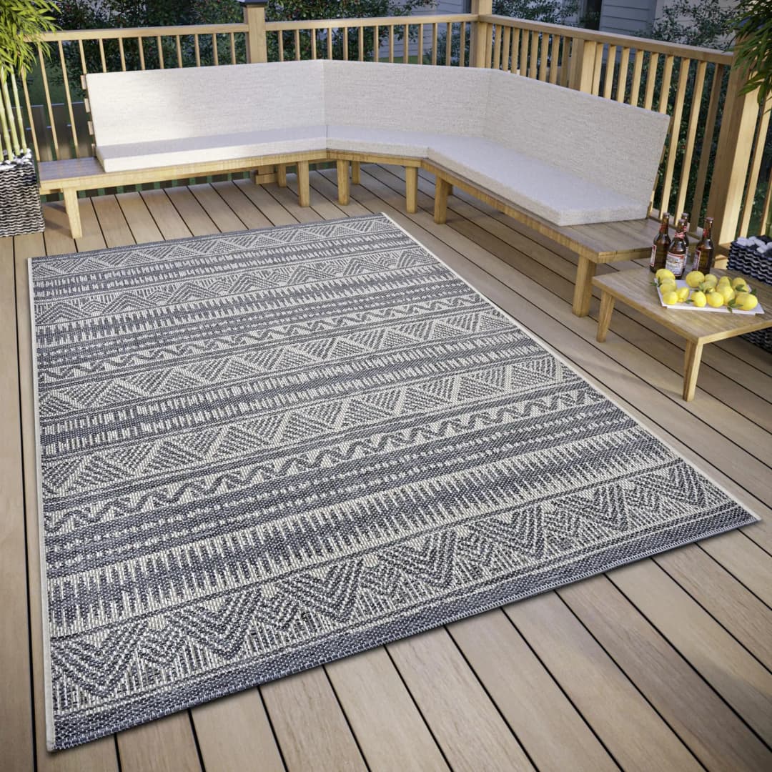 Loto Outdoor-Teppich 190 x 290 cm Beige/Grau