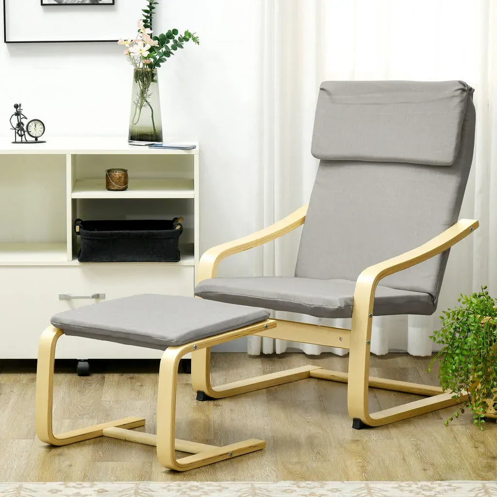Relaxsessel mit Hocker Leinenoptik 0 x 0 x 0 cm Silber