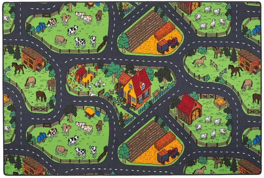 Bauernhof Kinderteppich 100 x 100 cm Mehrfarbig