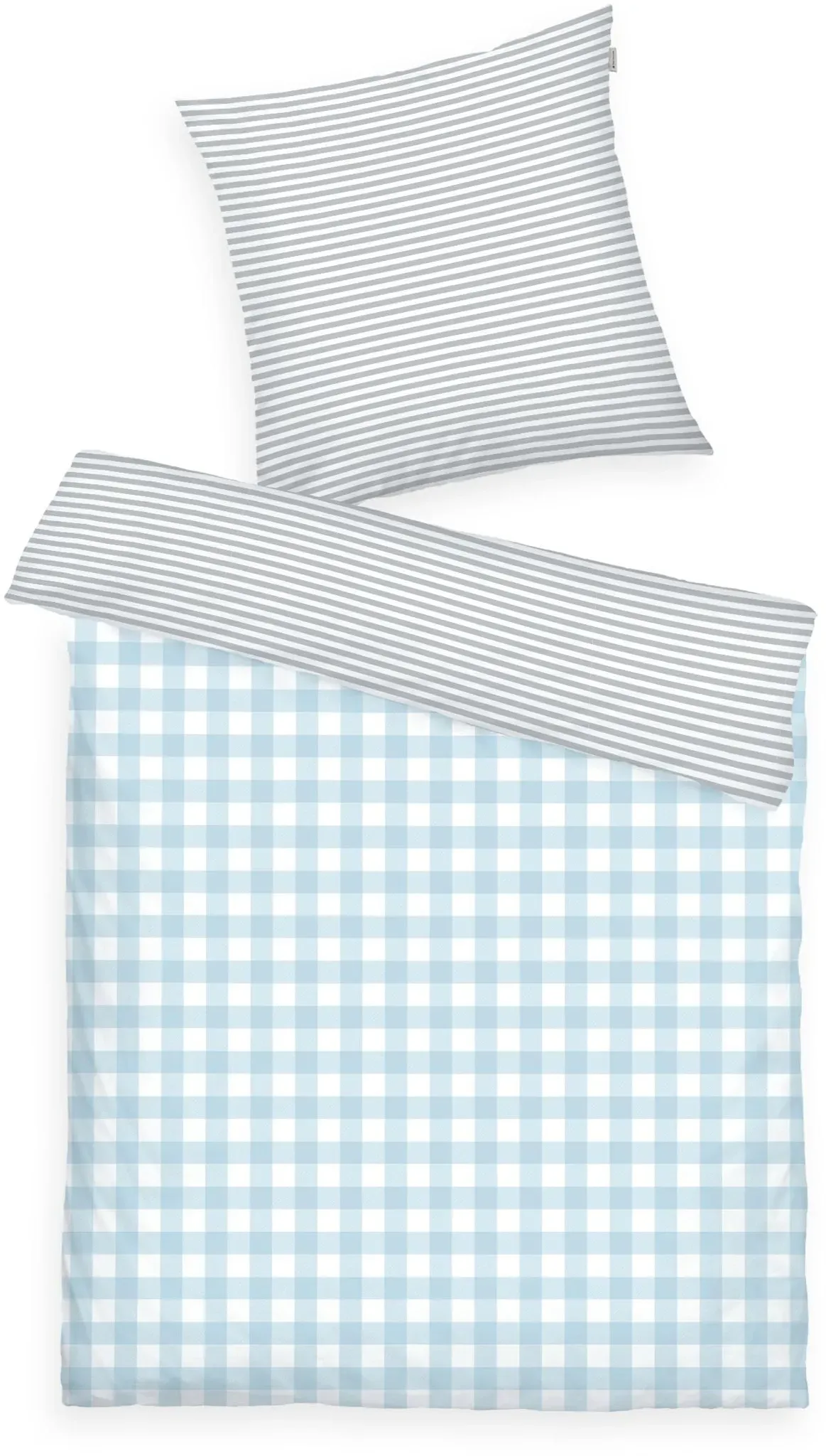 Classic Check Flanell Grau/Hellblau 135 x 200 cm + 80 x 80 cm