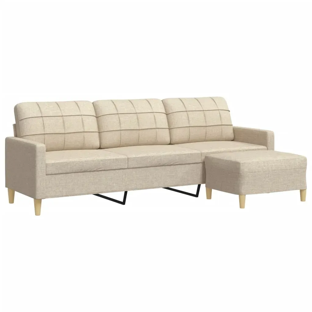 Couch Polyester 3-Sitzer Creme