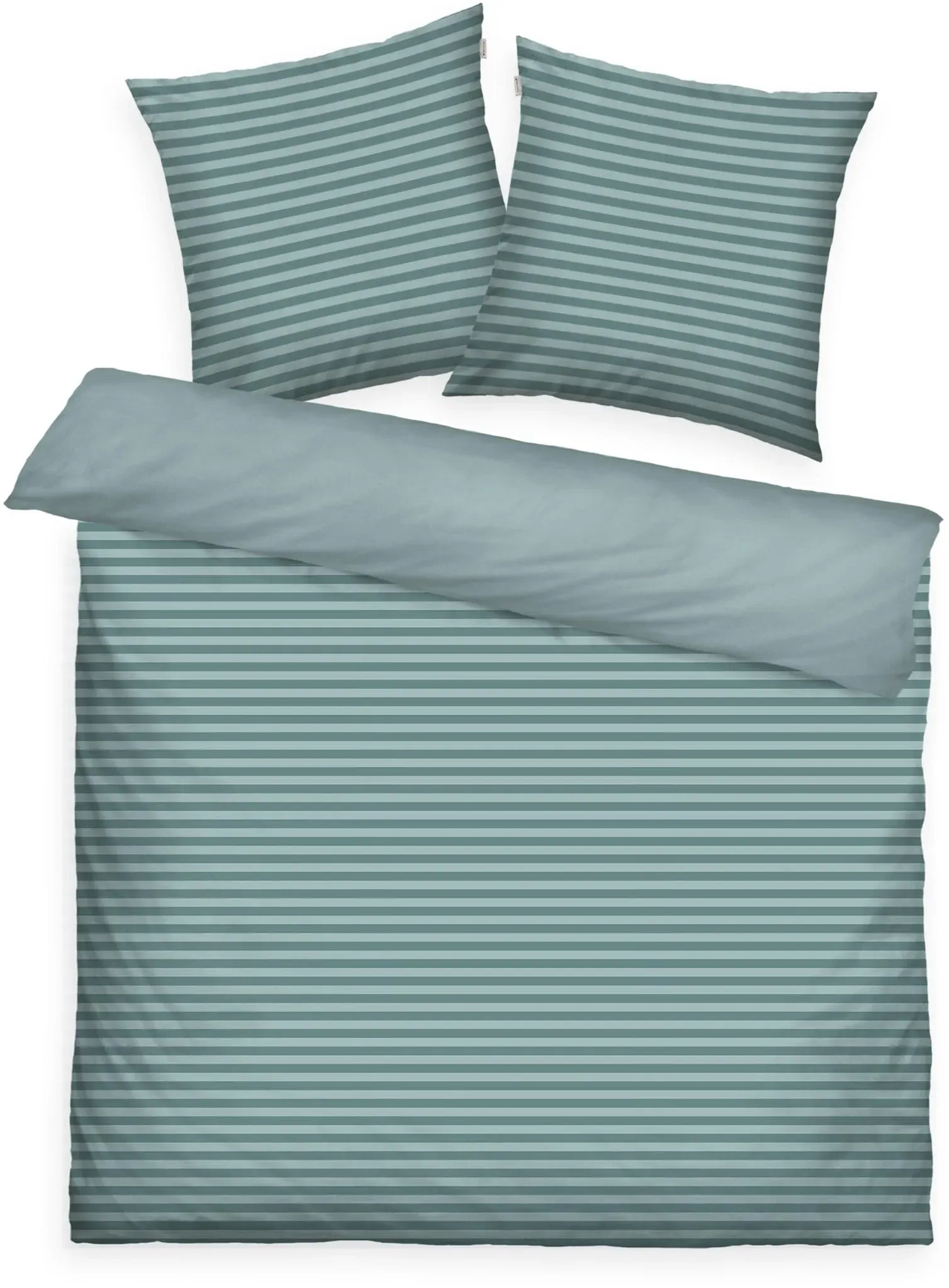 Wendebettwäsche Gestreift Baumwolle Türkis 200 x 220 cm + 2 x 80 x 80 cm