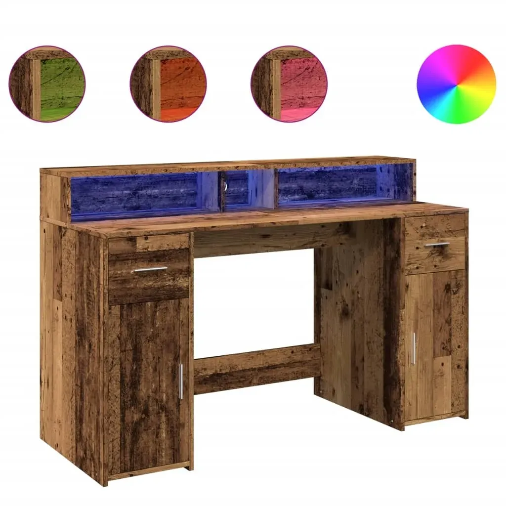 Schreibtisch LED Altholz-Optik / Braun