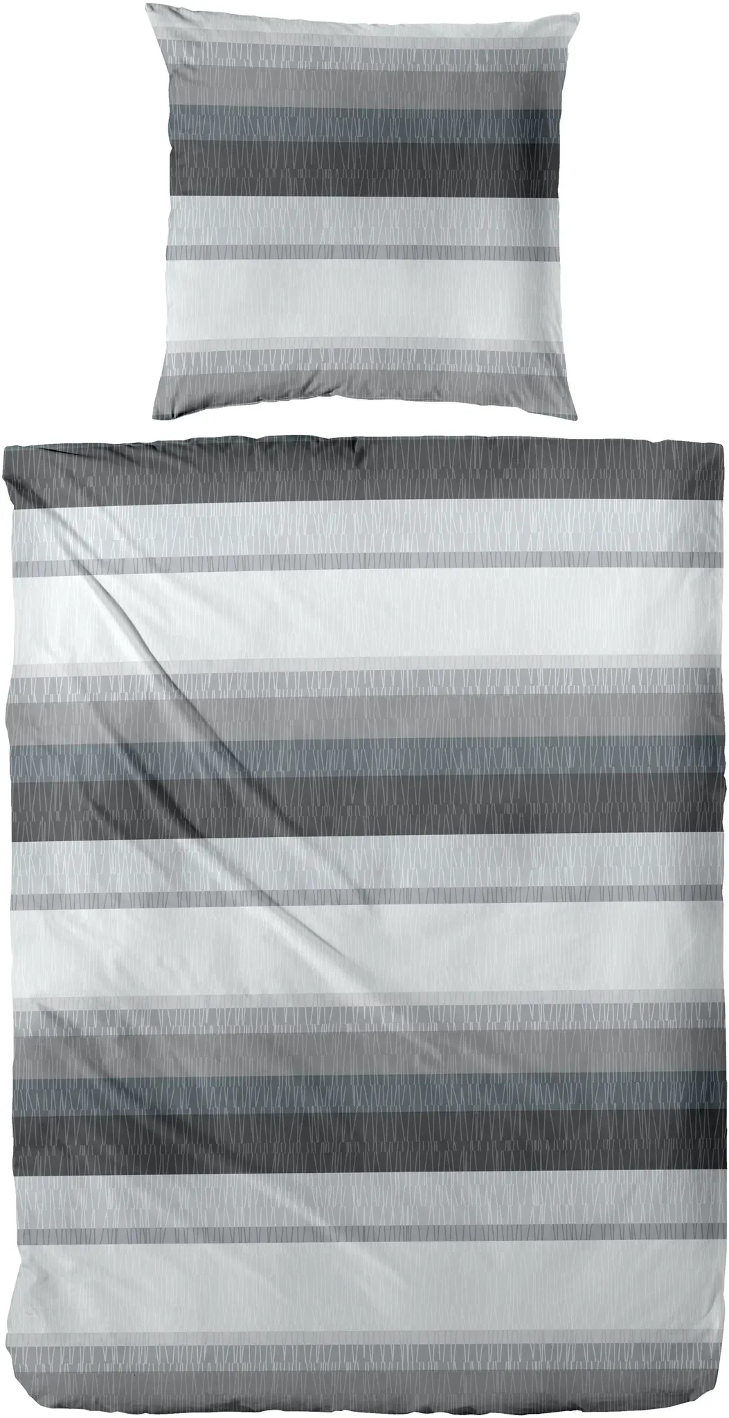 Biber Bettwäsche Gestreift Grau Baumwolle 135 x 200 cm + 80 x 80 cm