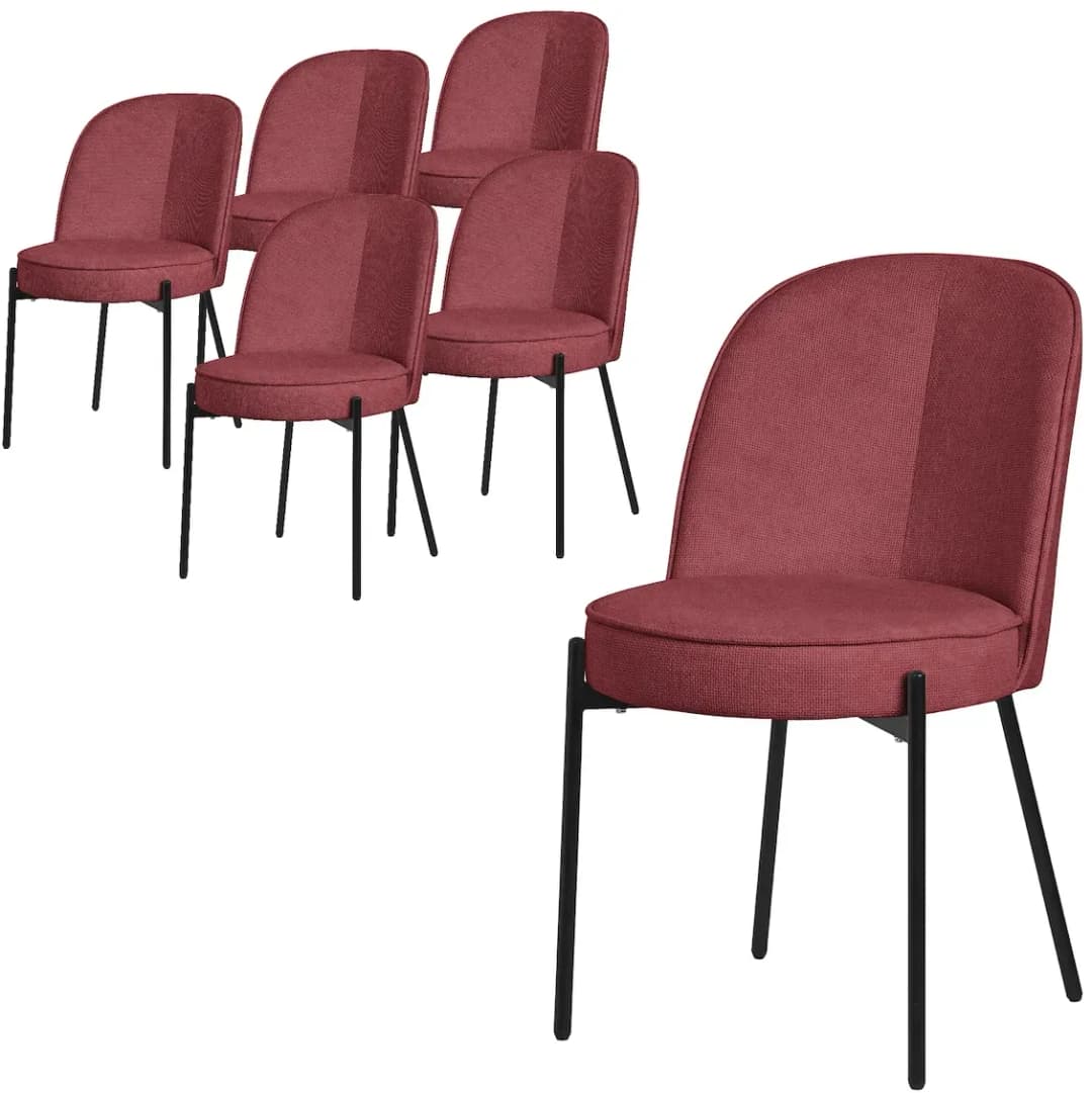 Esszimmerstuhl Polyester Rot 6er Set