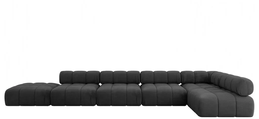 Ecksofa Samt 7-Sitzer Schwarz