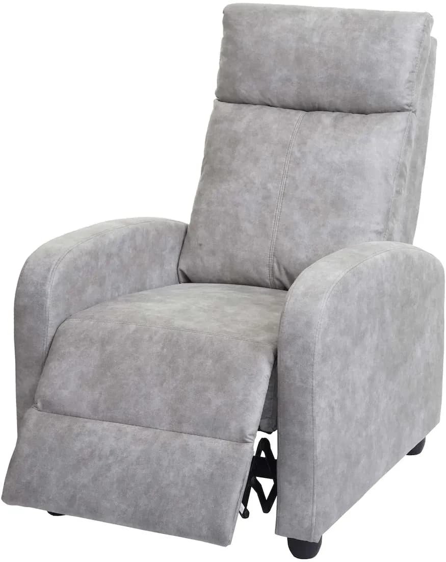 Fernsehsessel HWC-F76 Stoff/Textil 67 x 102 x 67 cm Vintage hellgrau mit Liegefunktion