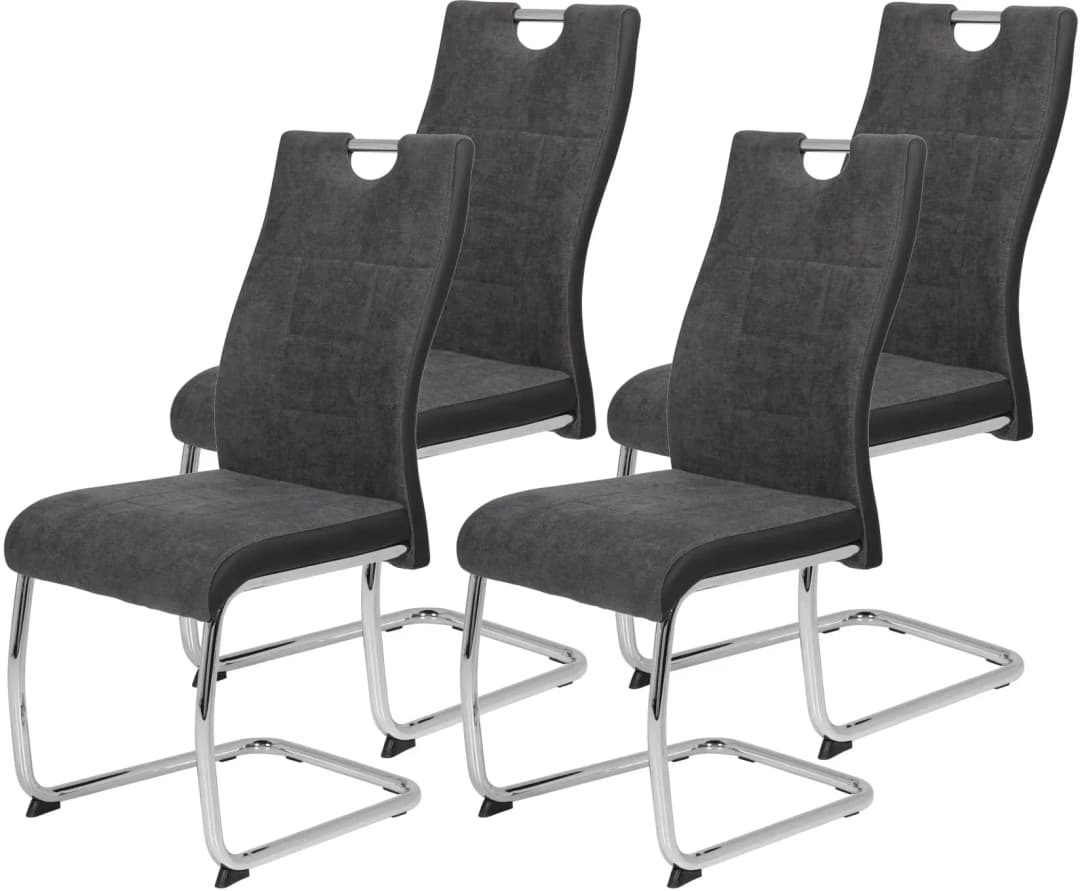 Schwingstuhl Alina Webstoff anthrazit 4er Set