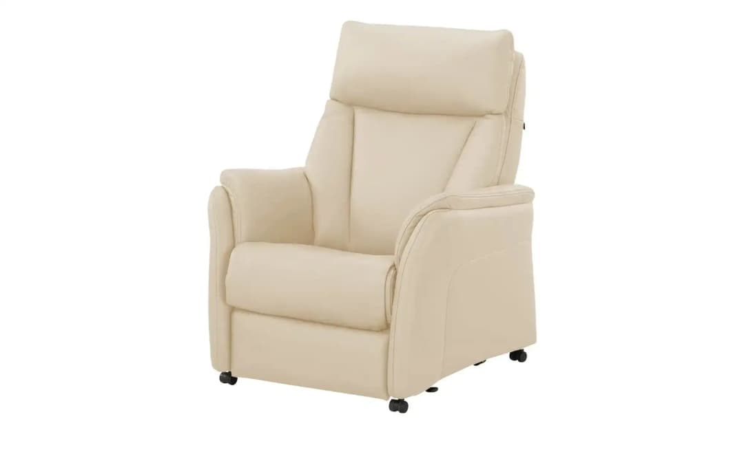 Relaxsessel Pascal Leder 83 x 105 x 90 cm Creme drehbar