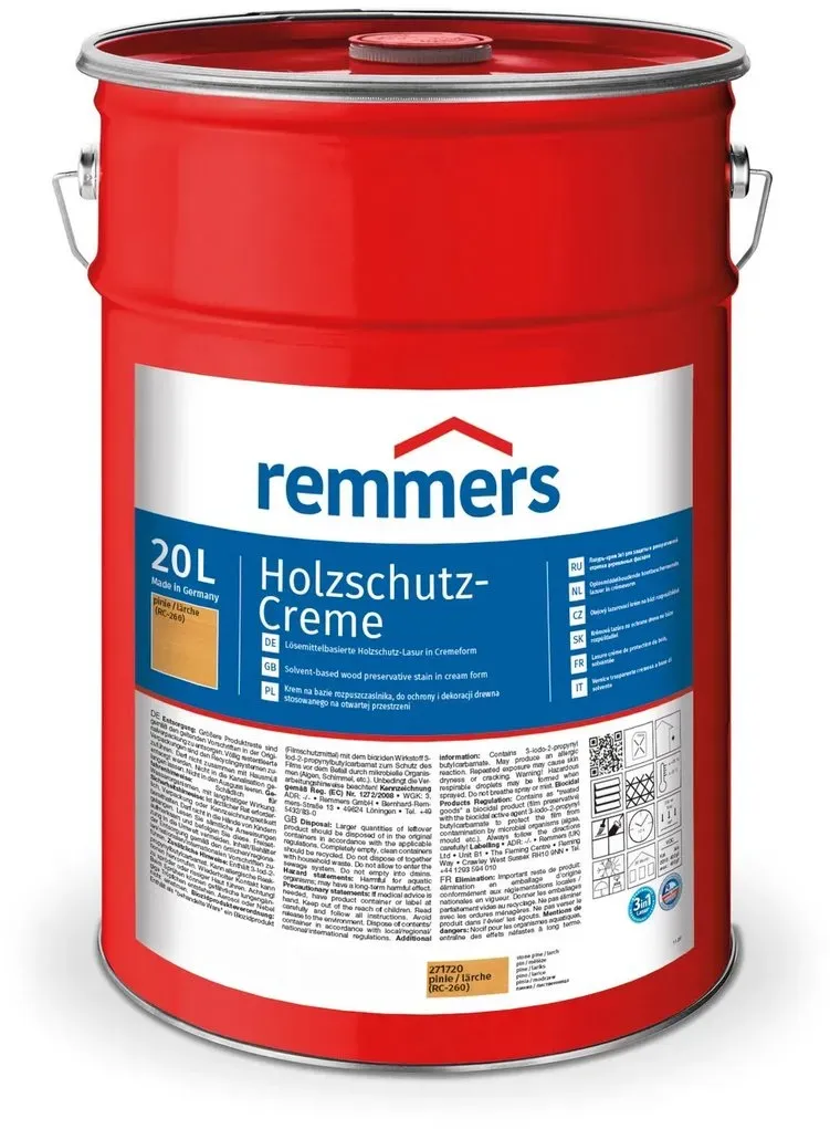 Holzschutzlasur Holzschutz-Creme Weiß seidenmatt 20 l