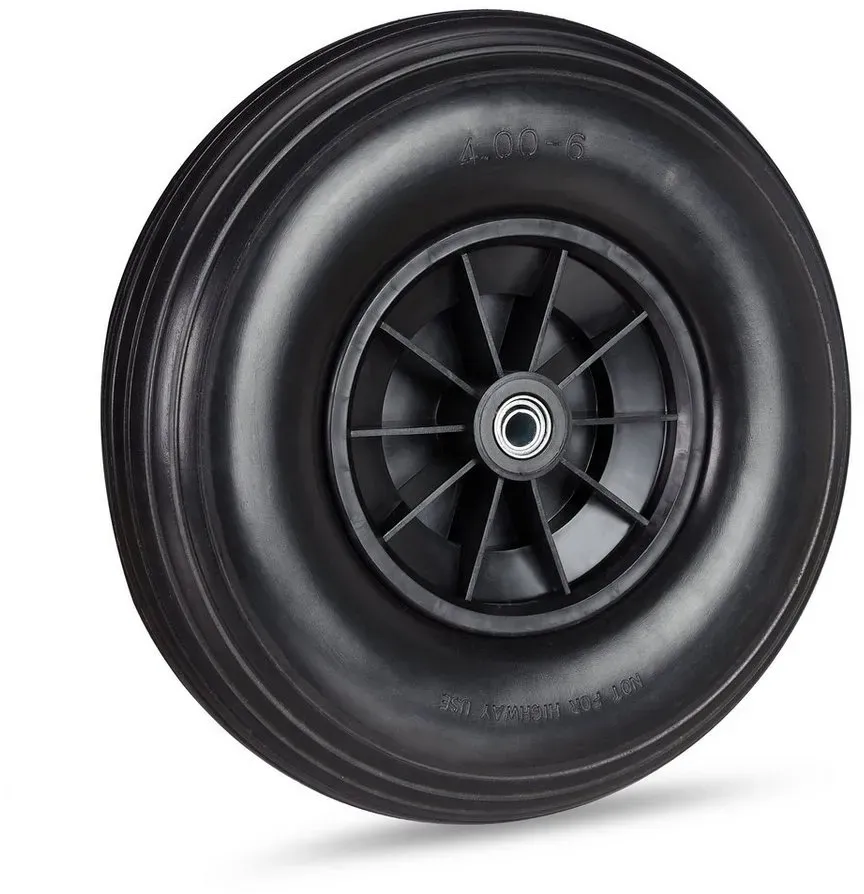 Gartengeräte-Ersatzrad 4 x Schubkarrenrad PU 4,00-6 Schwarz
