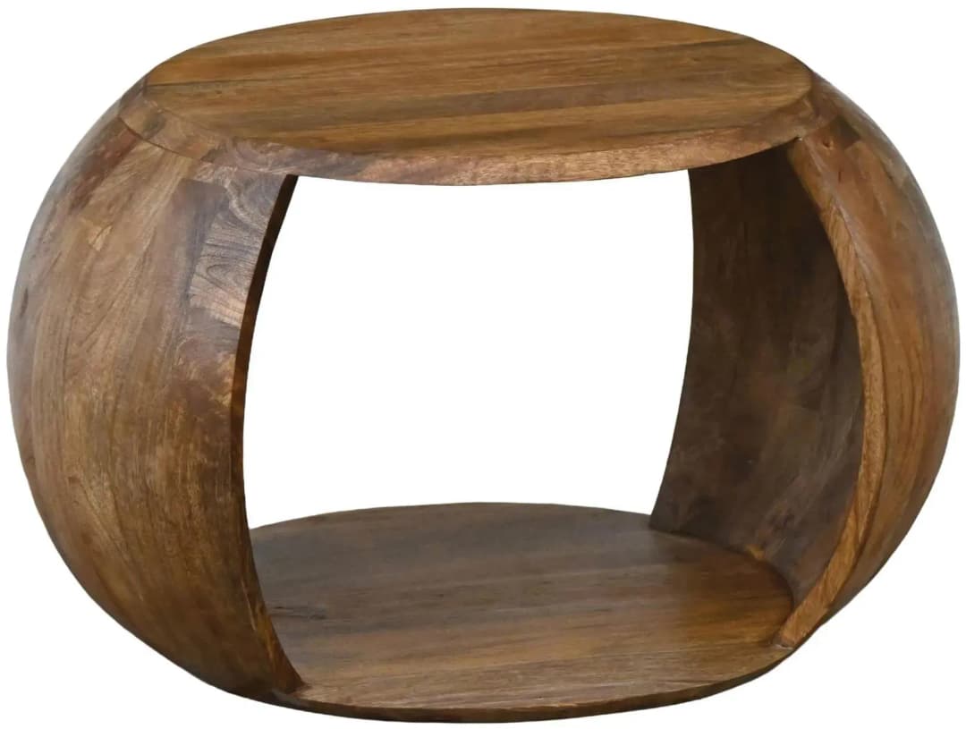 Couchtisch rund Braun Massivholz 60 x 46 x 36 cm