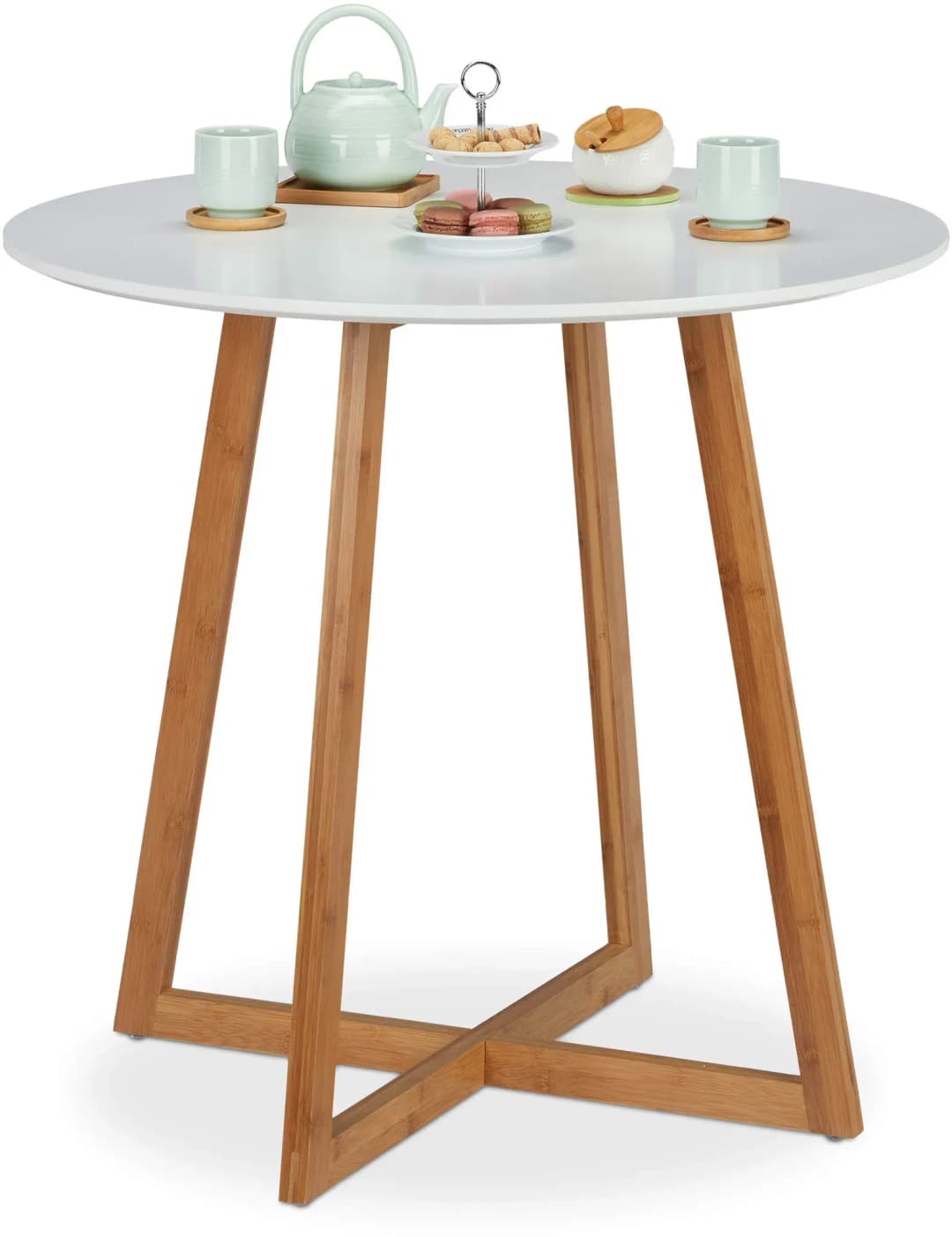 Küchentisch Ø 80 cm weiß/natur