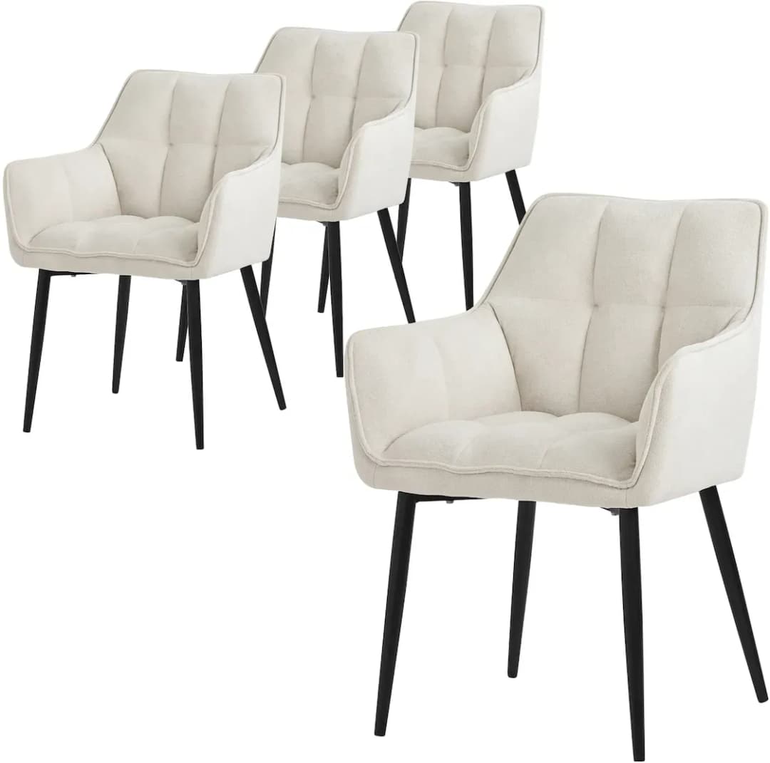 Esszimmerstuhl Frotteestoff creme 4er Set