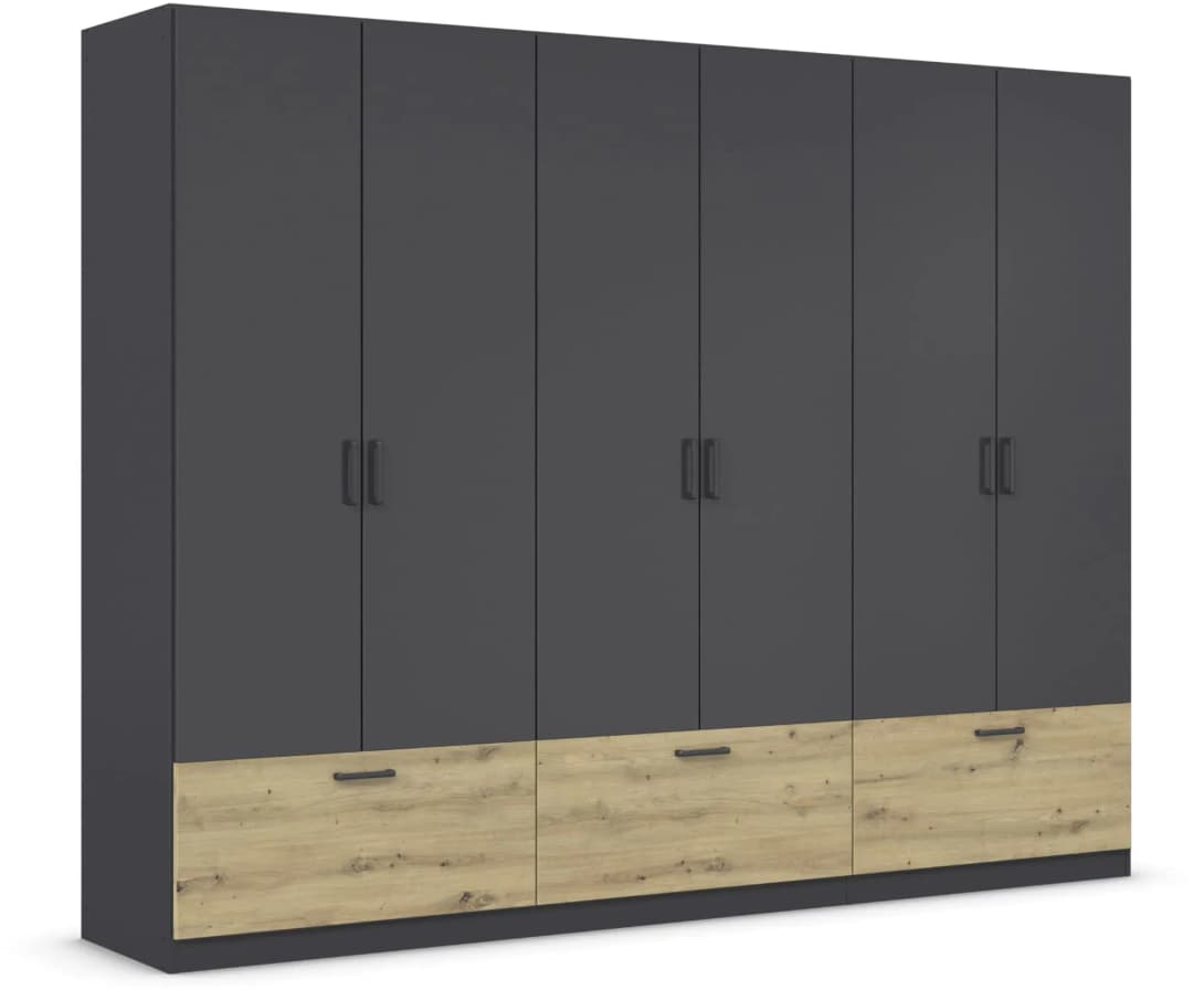 Drehtürenschrank Bari 270 x 210 x 54 cm Grau/Eiche