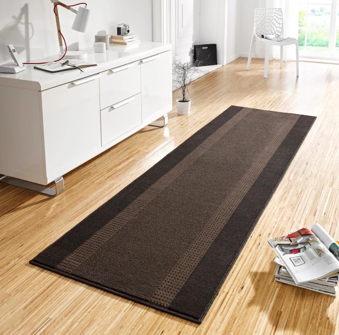 Band Teppichläufer 80 x 300 cm Braun