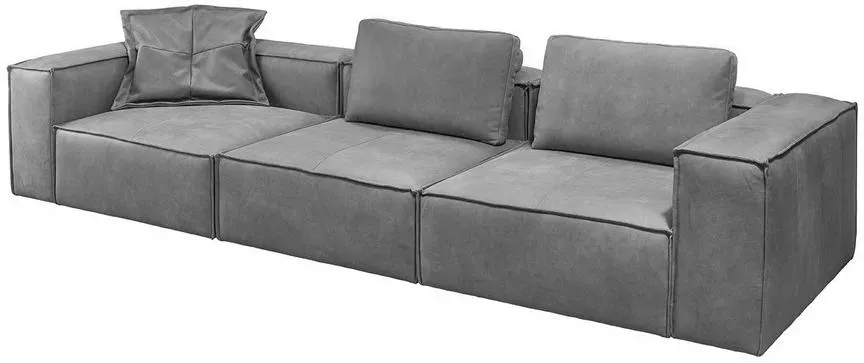 Couch Leder 4-Sitzer Grau