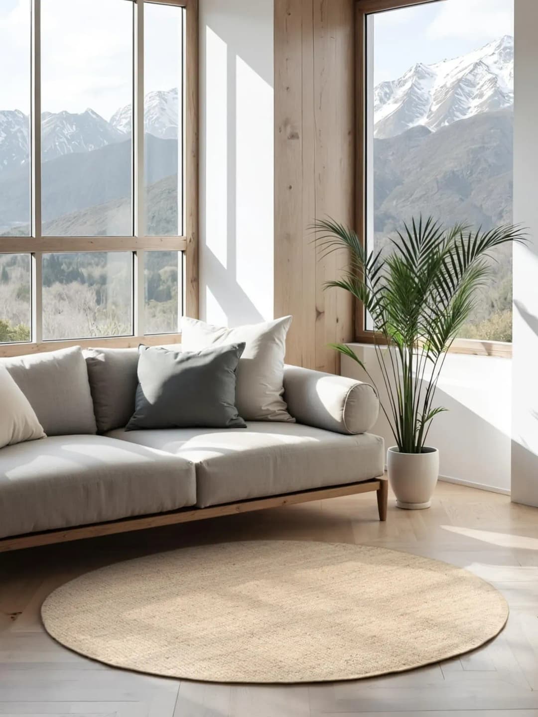 Jaipur Juteteppich 160 x 160 cm Beige/Weiß
