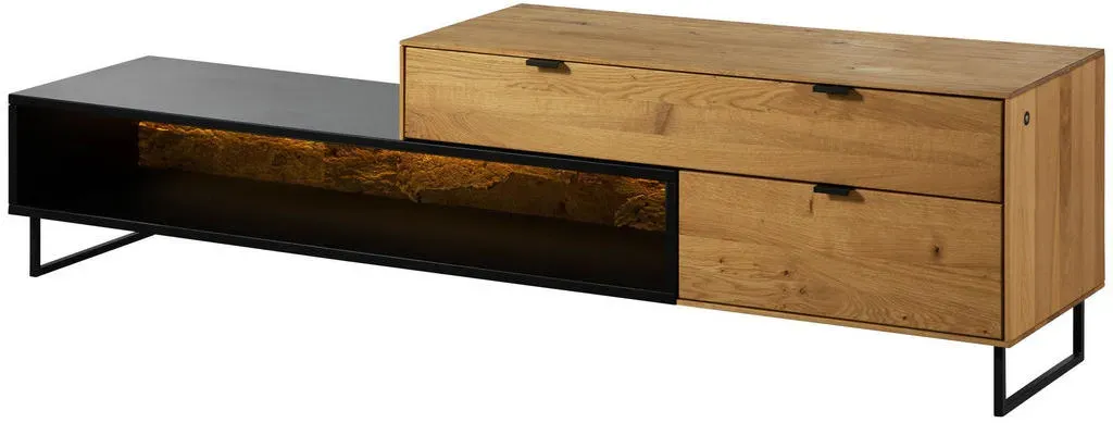 LINDAU Lowboard 200x43x52 cm Natur Geölt Beige Massivholz