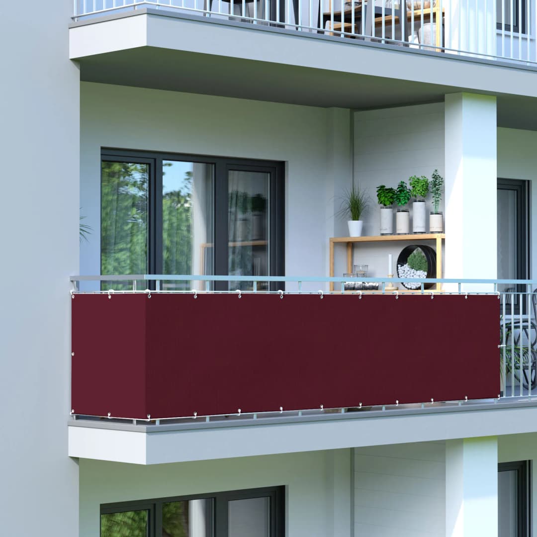 Balkonbespannung | wasserdicht / Polyester, 300x90 cm, weinrot | JAROLIFT Balkon Sichtschutz / Balkonumrandung