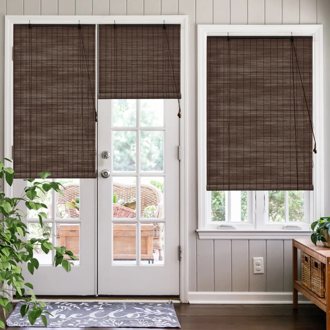 Bambusrollo 40x130cm in dunkelbraun - Fenster Sichtschutz Bambus Rollos | VICTORIA M