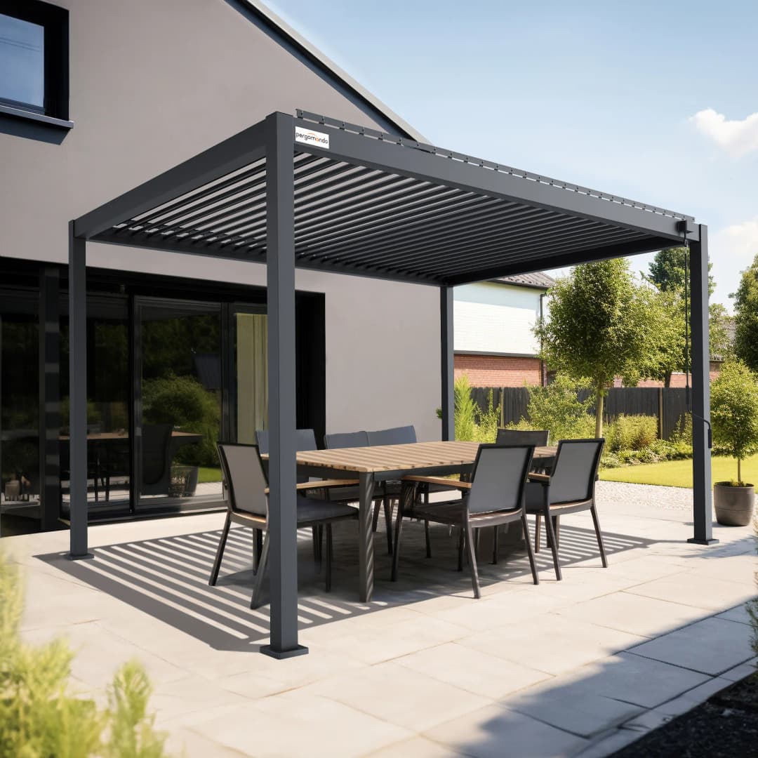 pergomondo Pergola mit Lamellendach | 3 x 4 m, anthrazit