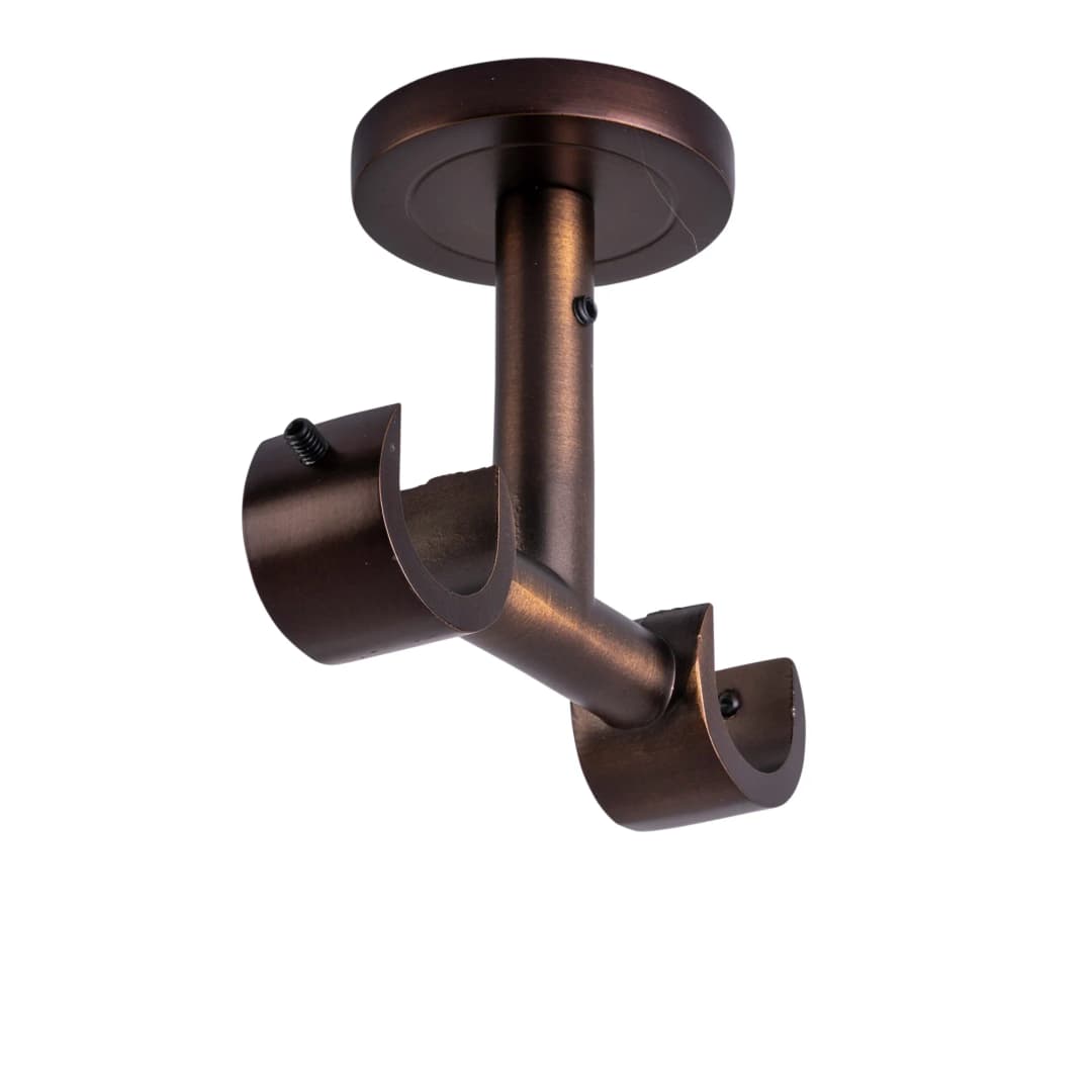 Deckenhalter für Gardinenstange | ⌀ 19 mm, rot-bronze gebürstet, 2-läufig