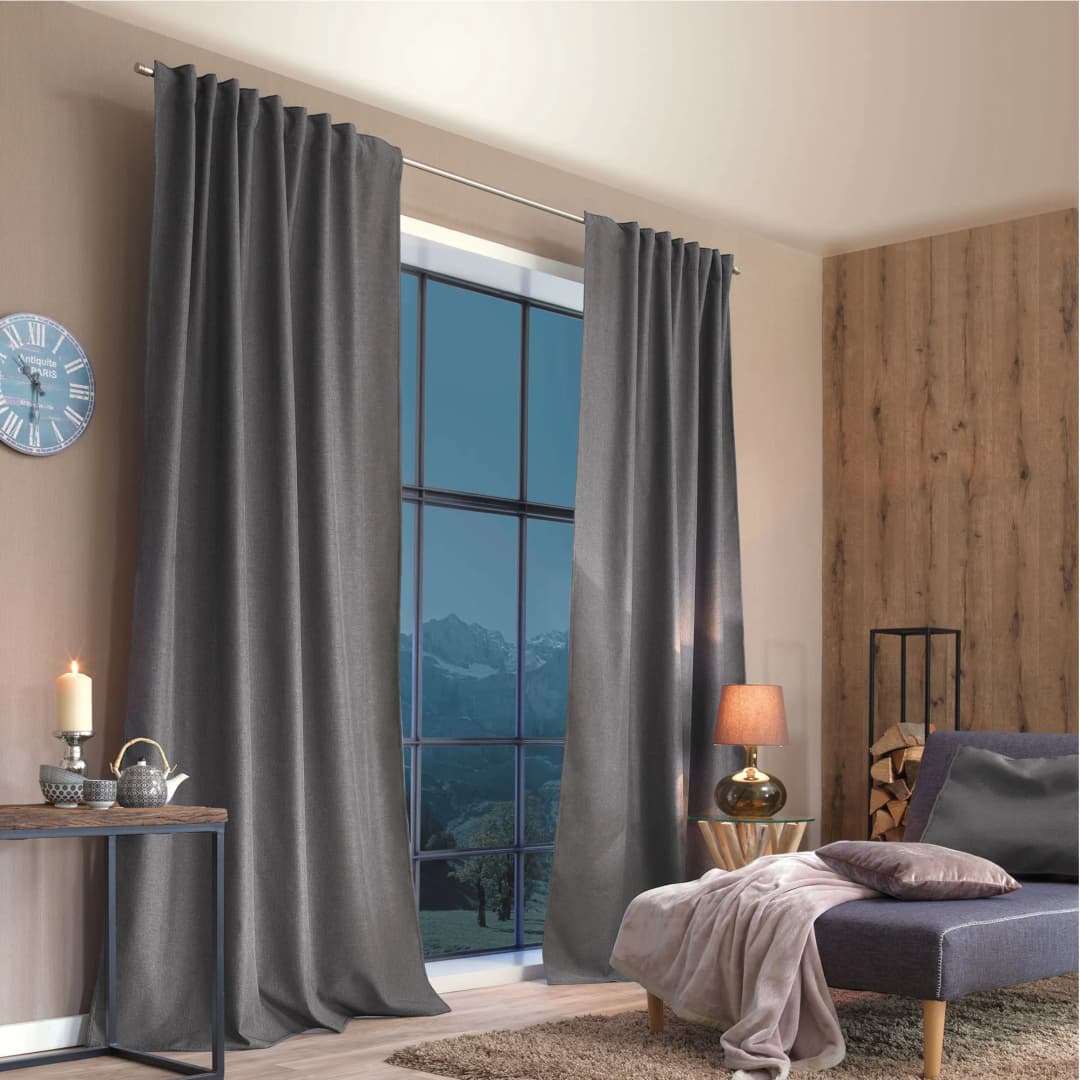 Home Wohnideen ESKIMO Thermo-Vorhang mit Kombiband | blickdicht, 135 x 245 cm, grau, 2 Stück