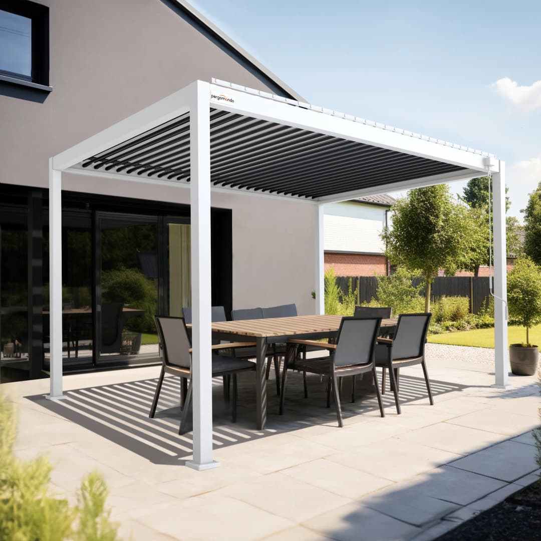 pergomondo Pergola mit Lamellendach | 3 x 4 m, anthrazit / weiß