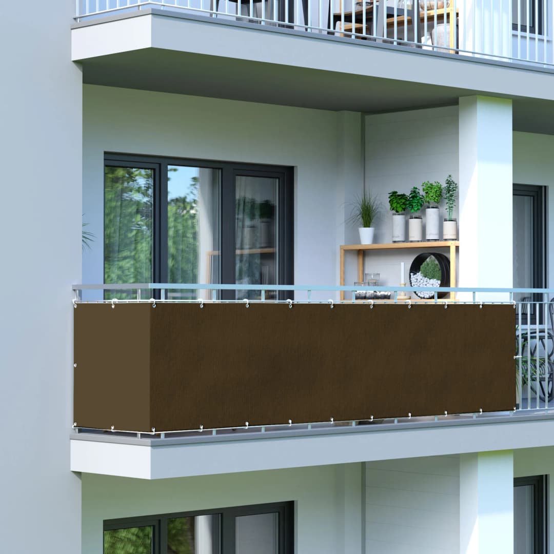 Balkonbespannung | wasserdicht / Polyester, 300x90 cm, braun | JAROLIFT Balkon Sichtschutz / Balkonumrandung