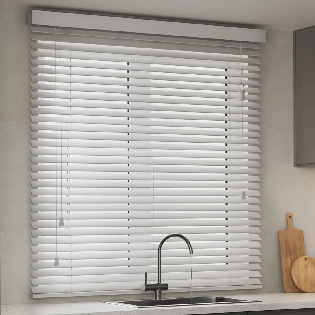 KAYA Jalousie in Holzoptik 35 mm | 120 x 250 cm, weiß