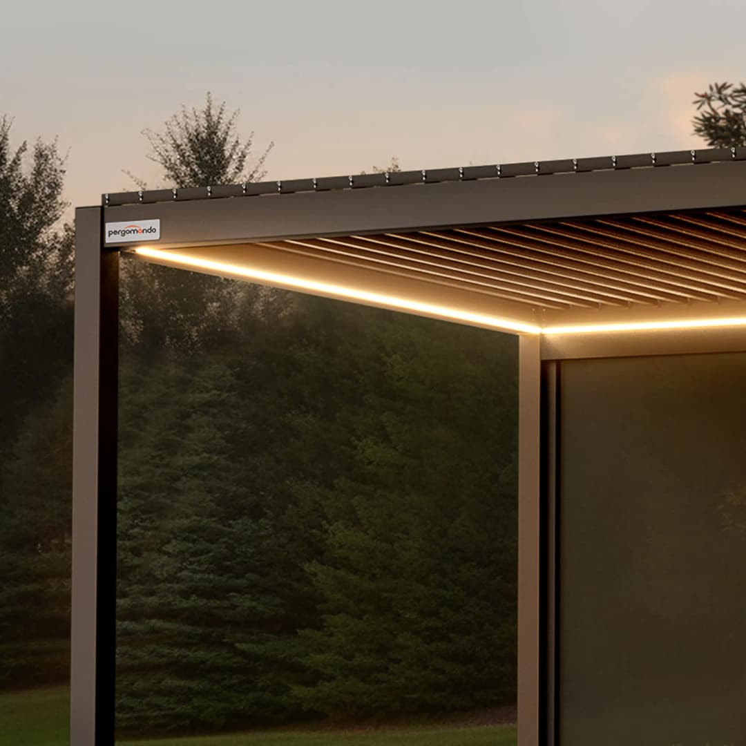 pergomondo LED-Lichterset für Pergola mit Lamellendach | 3 x 4 m, anthrazit