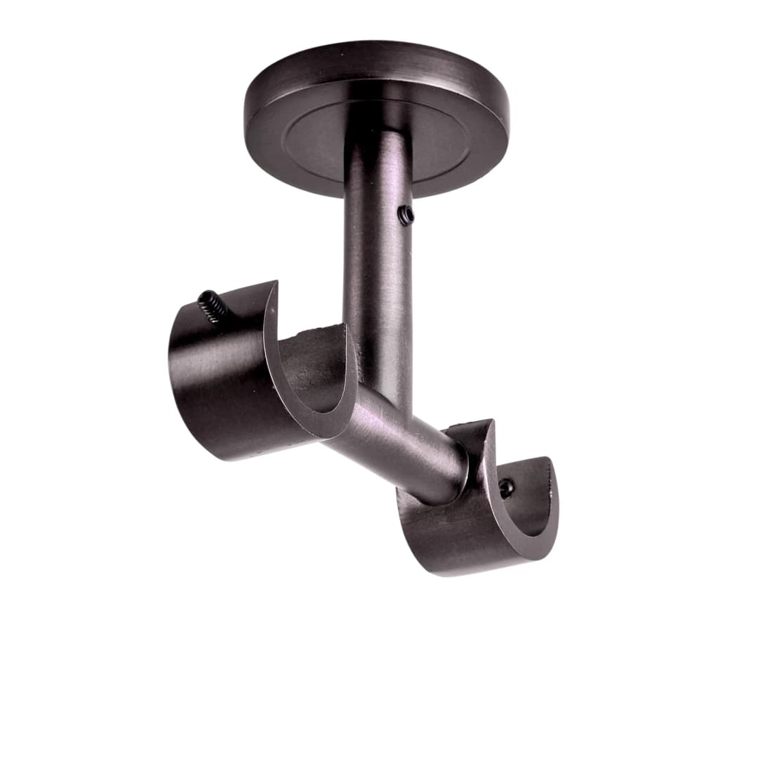 Deckenhalter für Gardinenstange | ⌀ 19 mm, anthrazit gebürstet, 2-läufig
