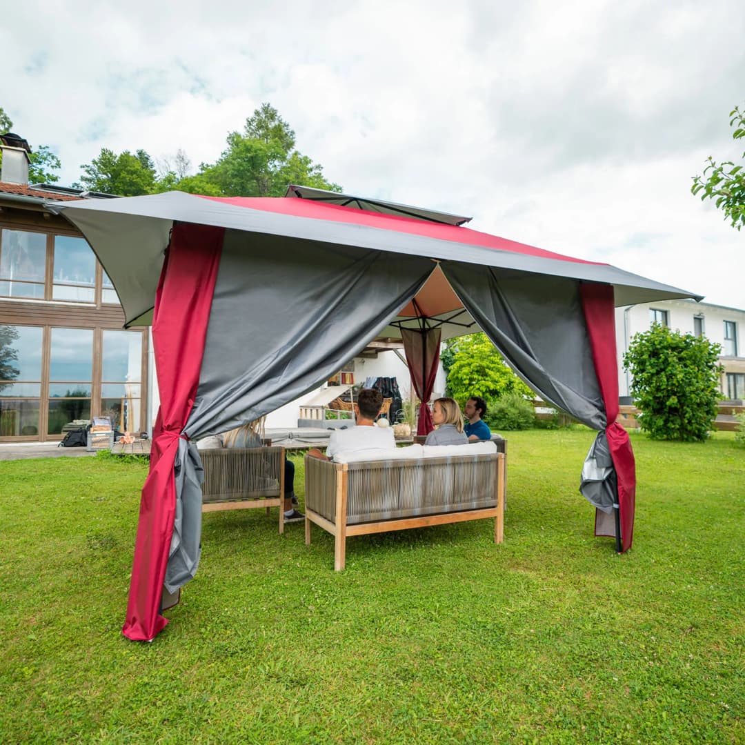 Faltpavillon Weekend | 4 x 4 m Dach / 3 x 3 m Gestell / anthrazit + 4 Stützenverkleidungen