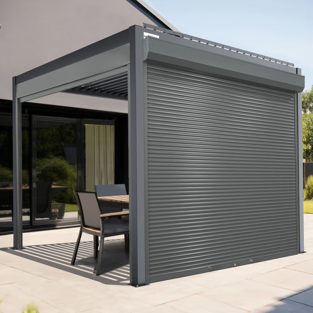 Rollladen für Pergola mit Lamellendach | Manuell, 3 m, anthrazit | JAROLIFT