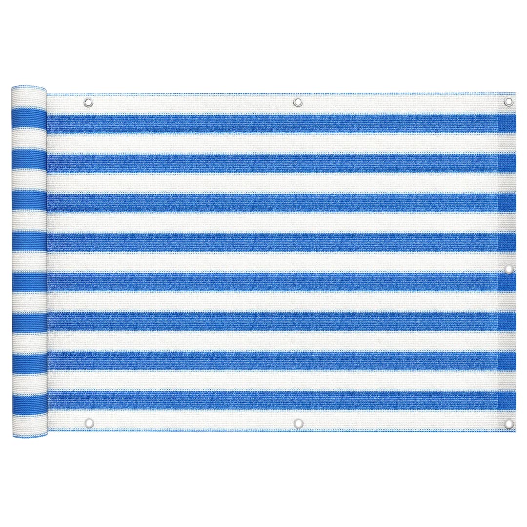 Balkonbespannung | atmungsaktiv / HDPE, 300x90 cm, blau-weiß | JAROLIFT Balkon Sichtschutz / Balkonumrandung