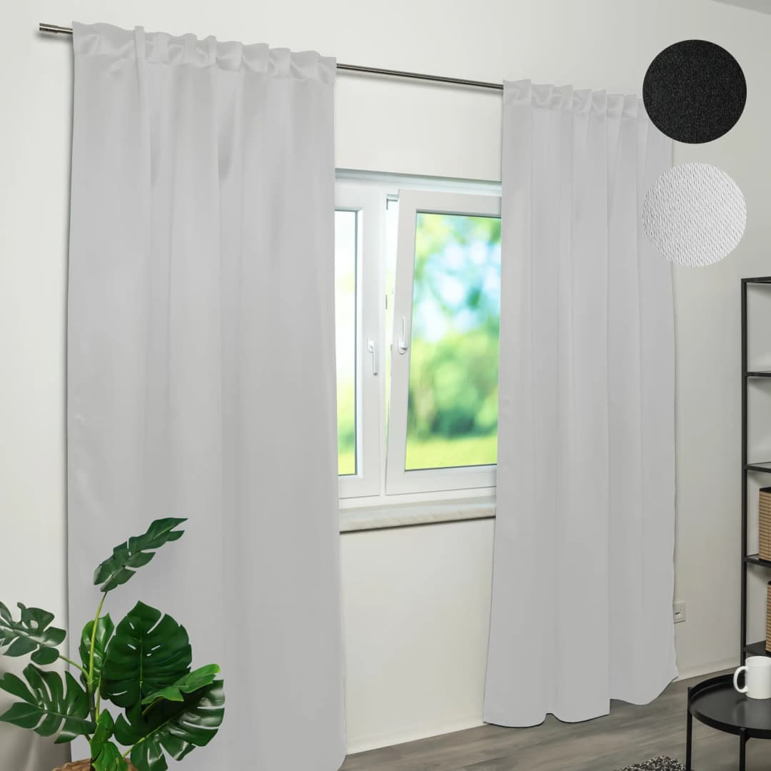 Home Wohnideen BLACKY Brandschutz-Vorhang B1 mit Kombiband | verdunkelnd, 135 x 245 cm, weiß, 2 Stück