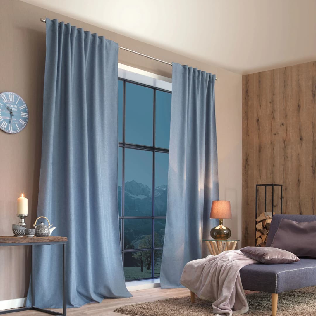 Home Wohnideen ESKIMO Thermo-Vorhang mit Kombiband | blickdicht, 135 x 245 cm, blau, 2 Stück
