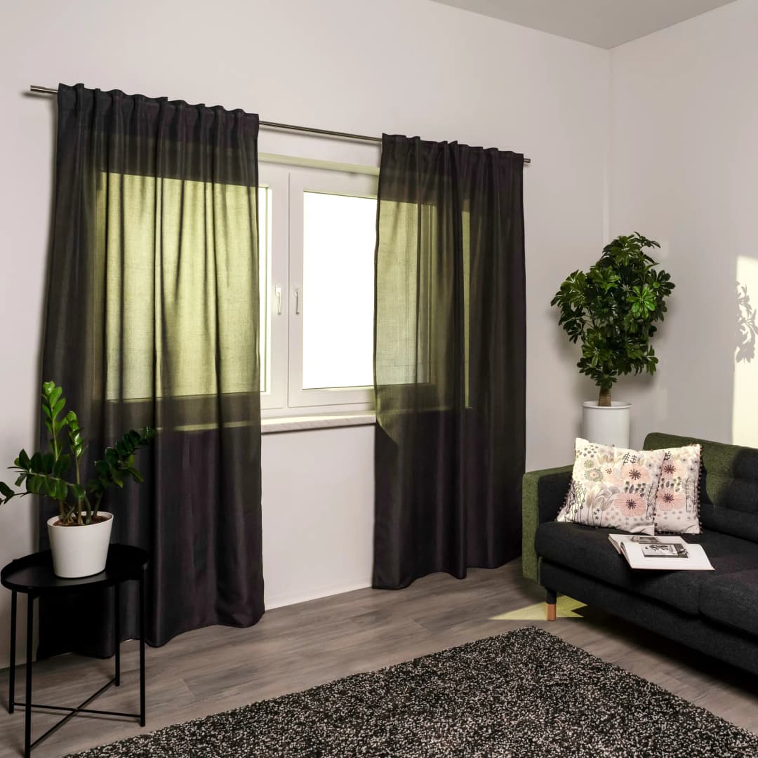 Home Wohnideen Vorhang mit Kombiband + Leinen-Struktur | blickdicht, 135 x 225 cm, anthrazit, 2 Stück